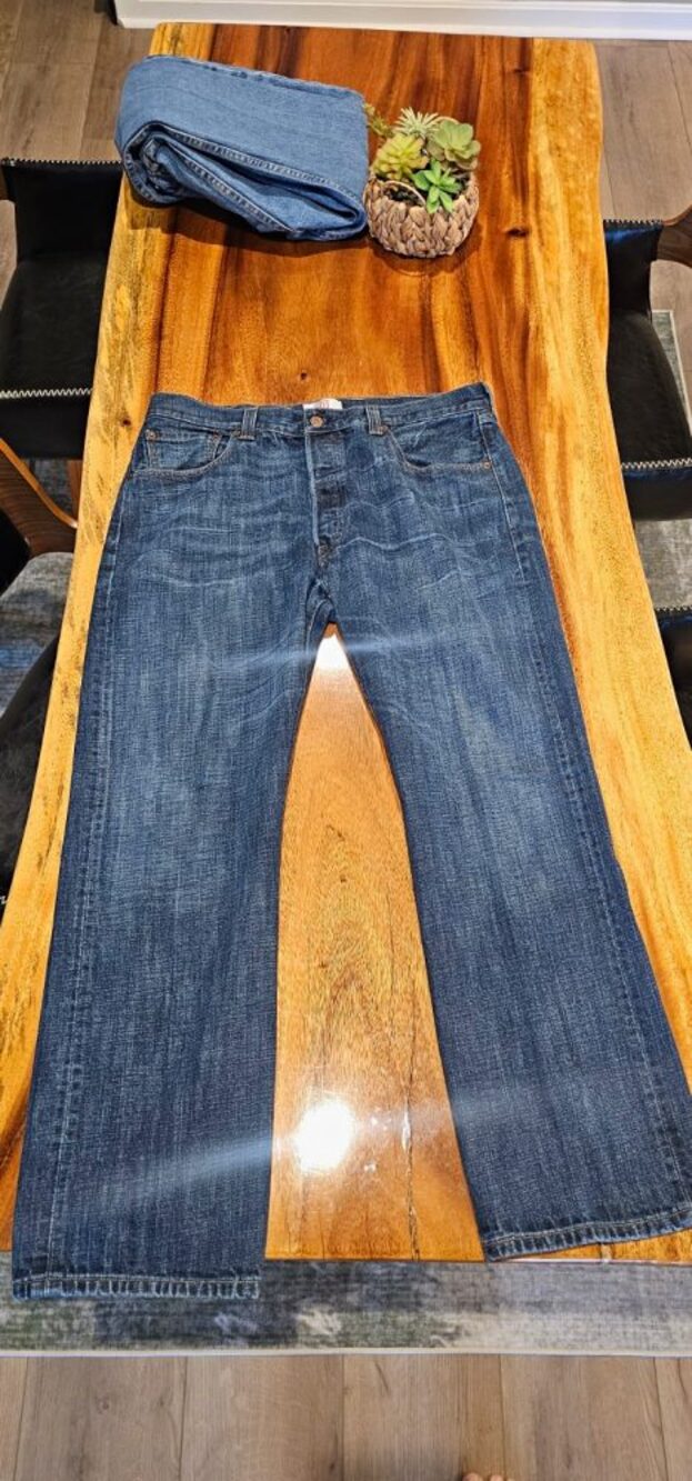 Levi's Men's 501 Series Blue Denim Straight Leg Button Fly Jeans 5-Pocket
